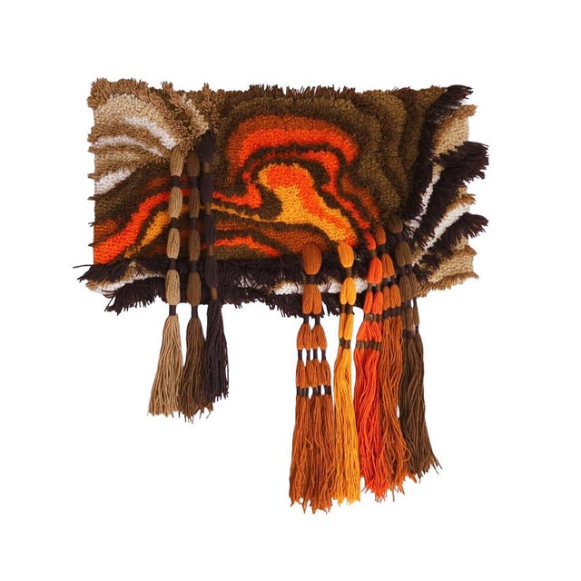 Red German Handmade Wall Tapestry in Wool, 1970s For Sale - Image 8 of 8
