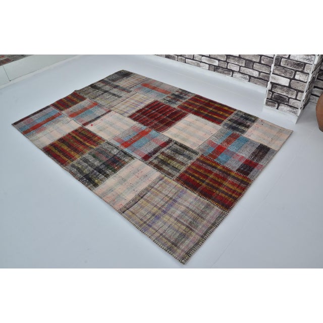 Oushak Vintage Kilim Rug For Sale - Image 9 of 10