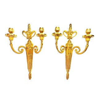 Pair of 1950s Italian Brass Candle Sconces For Sale