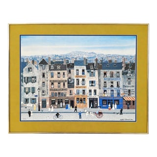 Late 20th Century Large Michel Delacroix Paris Street Scene Limited Edition Print, Framed For Sale