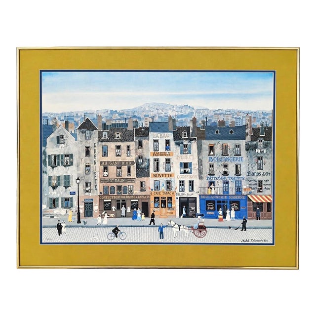 Late 20th Century Large Michel Delacroix Paris Street Scene Limited Edition Print, Framed For Sale