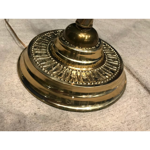 Metal Pair of Brass Twist Floor Lamps With Glass Tray Tables Manner of Stiffel For Sale - Image 7 of 13
