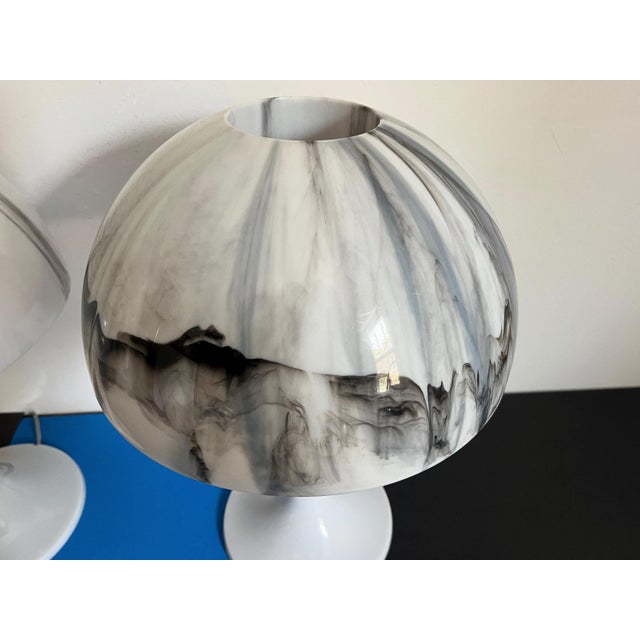 1970s Marbled Mushroom Lamps, Pair For Sale - Image 9 of 18