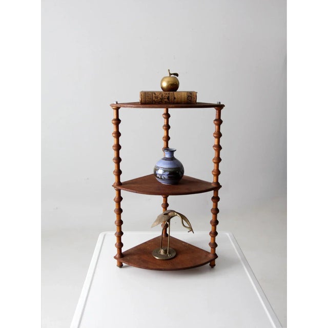 Brown Antique Folk Art Spool Shelf For Sale - Image 8 of 9