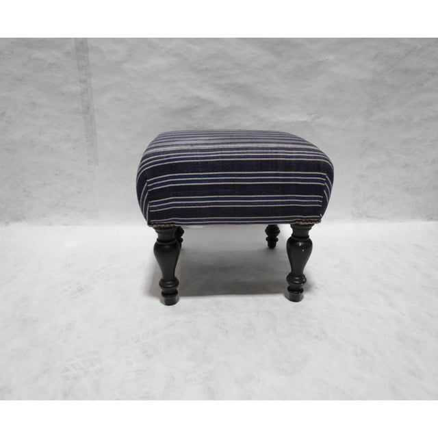 French Country Custom Stripped Brentwood Footstool by Rooms & Gardens For Sale - Image 3 of 12
