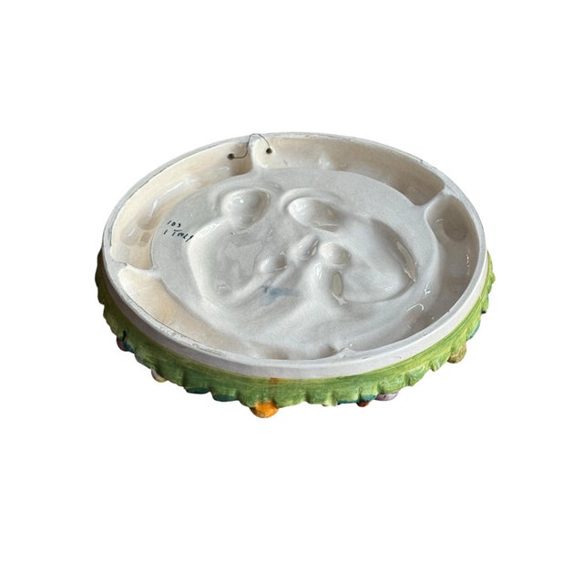 Ceramic Vintage Italian Majolica Pottery Della Robbia Style Wall Plaque For Sale - Image 7 of 15