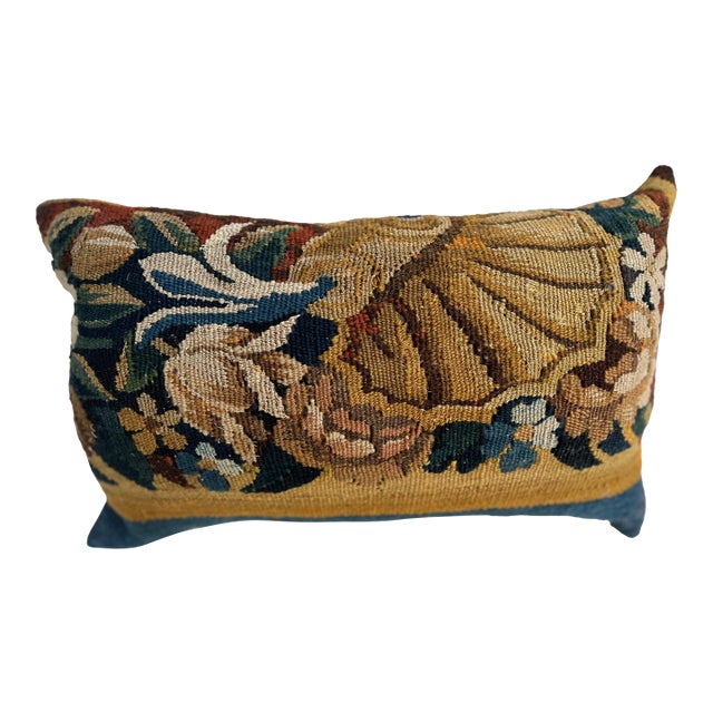Pillow With 18th Century Tapestry Depicting Shell For Sale