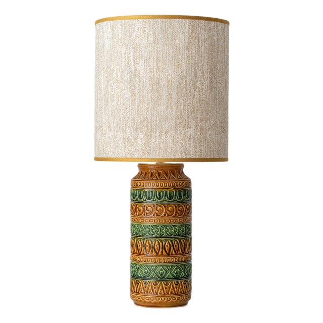 Ochre and Green Ceramic Table Lamp from Bay Keramik, 1970s For Sale