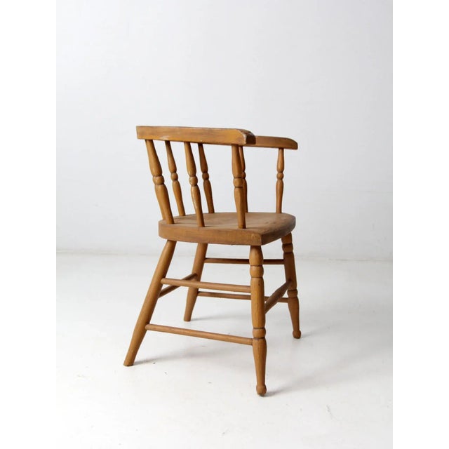 Wood Antique Captains Chair For Sale - Image 7 of 8