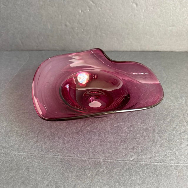 Vintage Pilgrim Art Glass Heart Dish Decorative Bowl Catchall Cranberry Pink Vintage condtion with general wear, small...