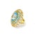 Baroque Bochic “Flamenco” Blue Topaz & White Topaz Gems 18k Gold & Silver Cocktail Ring Size 4 For Sale - Image 3 of 4