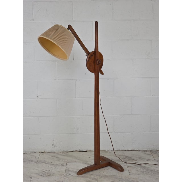 Solid Wood Cushman Colonial Adjustable Floor Lamp. Stands Firmly zon A 3 legged Base With A 4 Position Head To Adjust The...