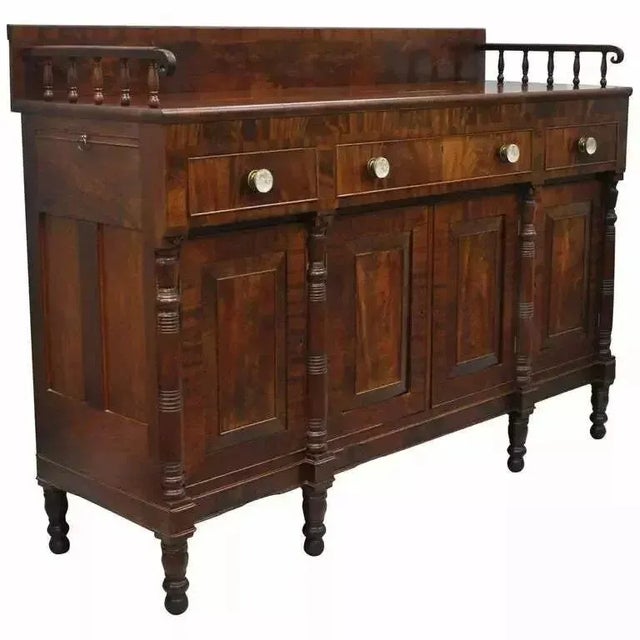 Antique 19th C. American Empire Crotch Flame Mahogany Sideboard Buffet For Sale - Image 11 of 11