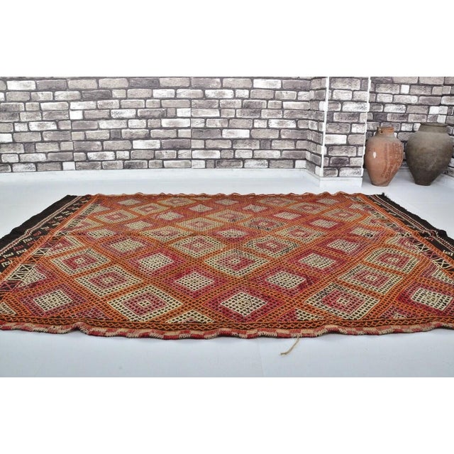 1950s Vintage Turkish Cicim Kilim For Sale - Image 5 of 10