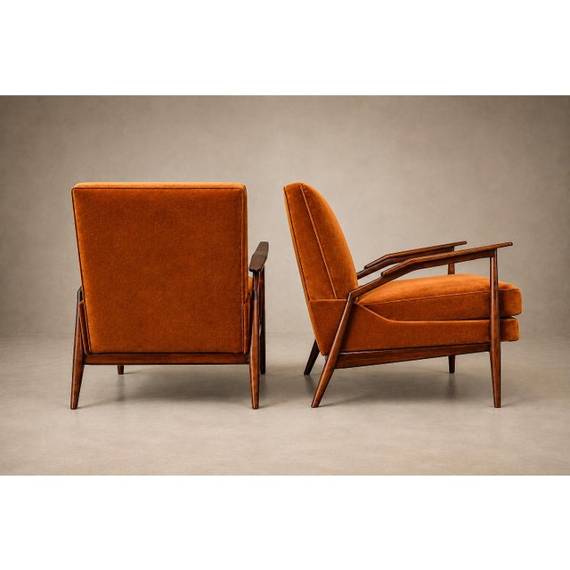 Giuseppe Scapinelli Pair of Armchairs in Caviúna & Burnt Caramel Mohair Velvet, Brazil, 1950s For Sale - Image 15 of 18