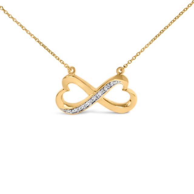 Contemporary Gold Vermeil Diamond Accent Infinity Heart Pendant Necklace For Sale - Image 3 of 4