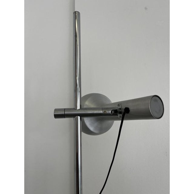 Gray Space Age 2-Light Floor Lamp in Brushed Metal, Italy, 1960s For Sale - Image 8 of 11
