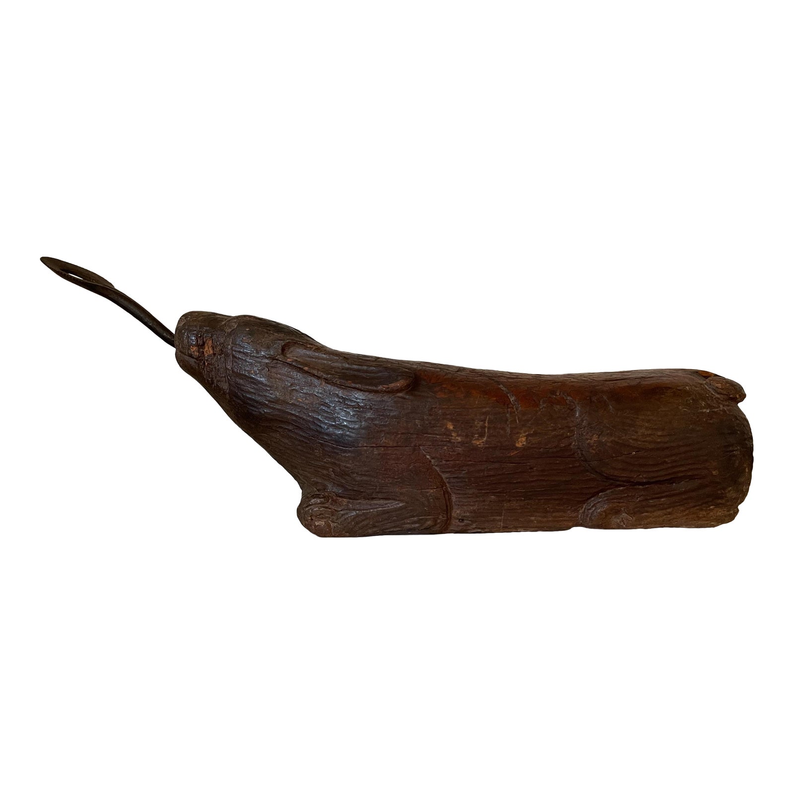 Antique French Medieval Rabbit Shape Wood Carving Block | Chairish