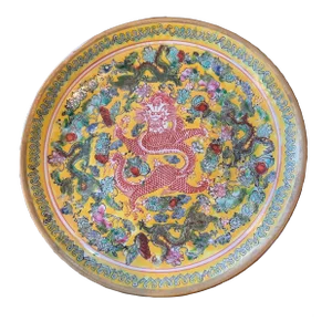 Chinese Antique Five Dragons Pattern Famille Rose Platter/Charger