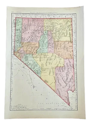 Antique Nevada Map: Rand McNally, c. 1897