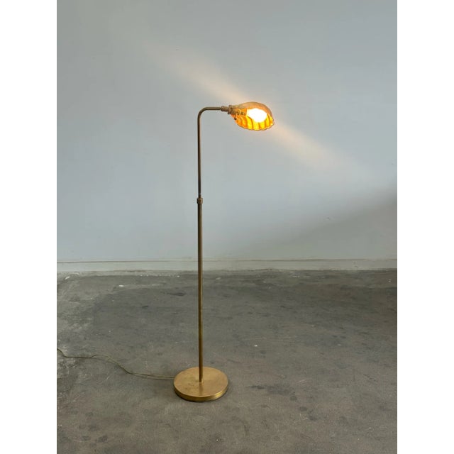 1980s Patinated Brass Shell Floor Lamp For Sale - Image 9 of 12