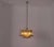 Solid brass chandelier adorned with two rows of fifteen amber and gold Murano glass petals. Mazzega edition, circa 1975....