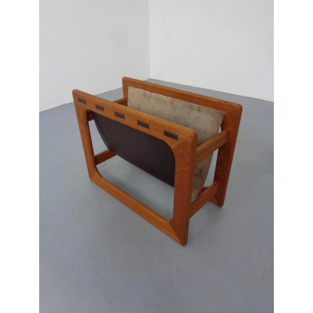 Teak & Suede Magazine Rack from Aksel Kjersgaard for Salin Mobler, Denmark, 1960s by Aksel Kjersgaard For Sale - Image 6 of 11