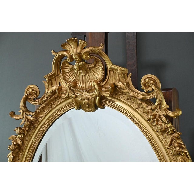 Large Louis XV Gilded Wood Mirror For Sale - Image 6 of 14