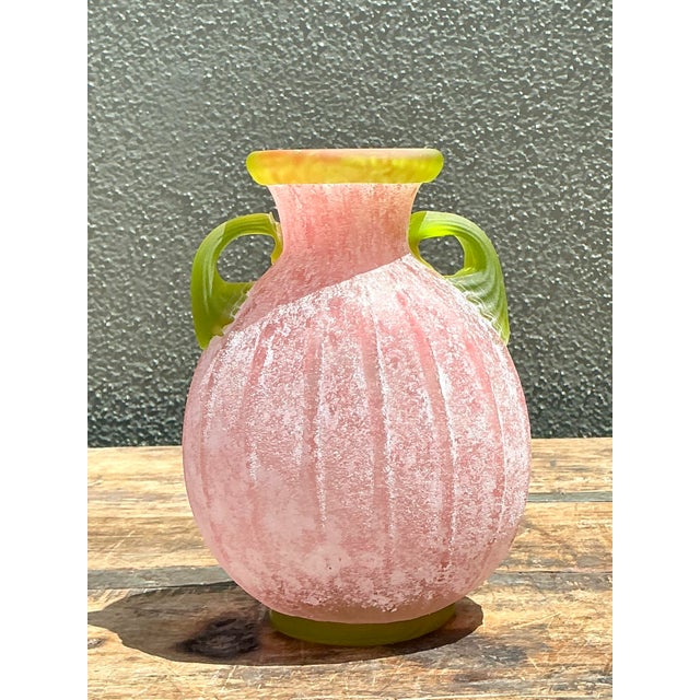 Mid-Century Modern Vintage Italian Hand Blown Glass Vase For Sale - Image 3 of 12