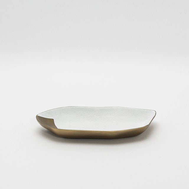 Bowl in Bronze Patina Brass With White Shagreen Details by Kifu Paris
