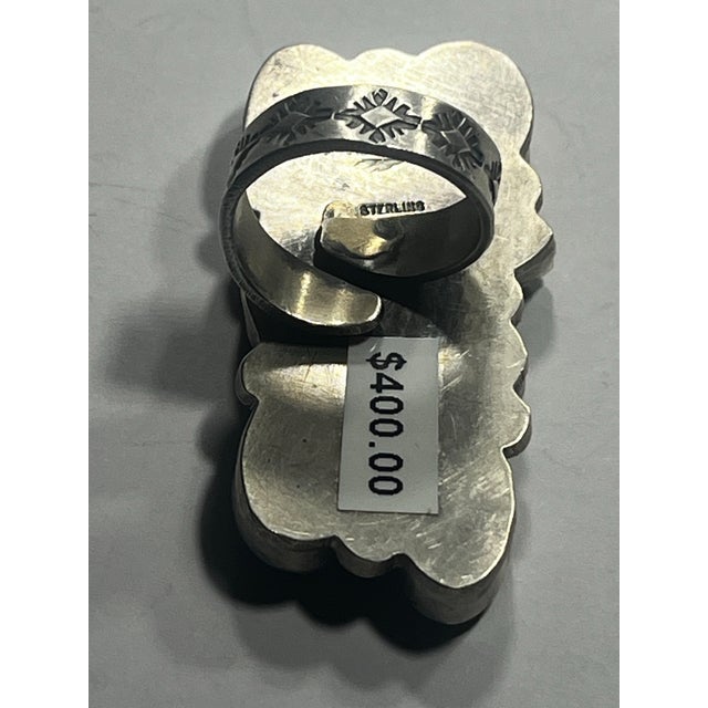 2000 - 2009 Native American Statement Ring Sterling Silver Turquoise For Sale - Image 5 of 8