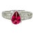 Mid 20th Century Pink Pear Shape Sapphire & Diamond Ring in 18k White Gold Size 6.75 For Sale