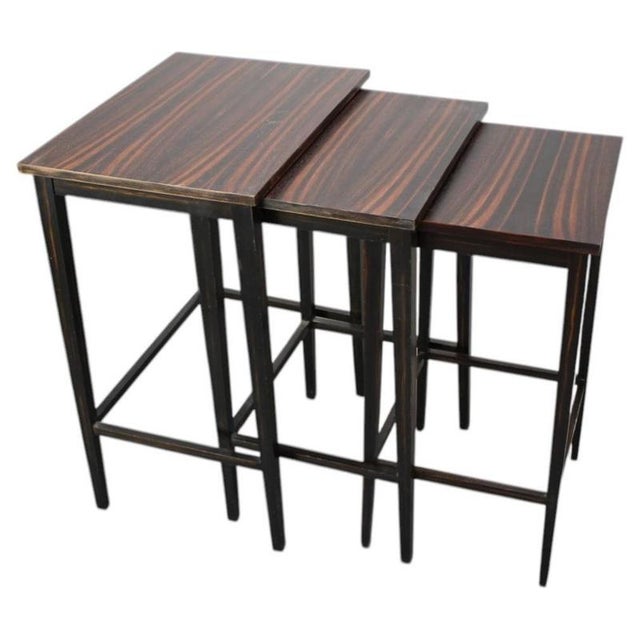 Mid-Century Modern Macassar Veneer Nesting Tables, 1950s, Set of 3 For Sale - Image 13 of 13