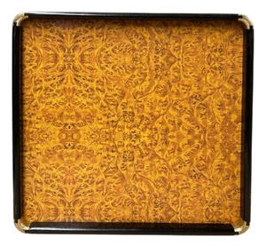 Chinoiseries Golden Brown Burl Square Wood Accent Tray