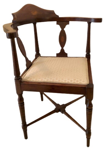Antique Edwardian Inlaid Mahogany Corner Chair