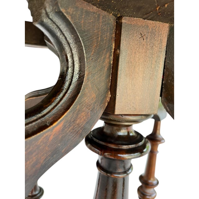 Wood Antique Renaissance Revival Walnut Parlor TableWith White Marble Top For Sale - Image 7 of 18