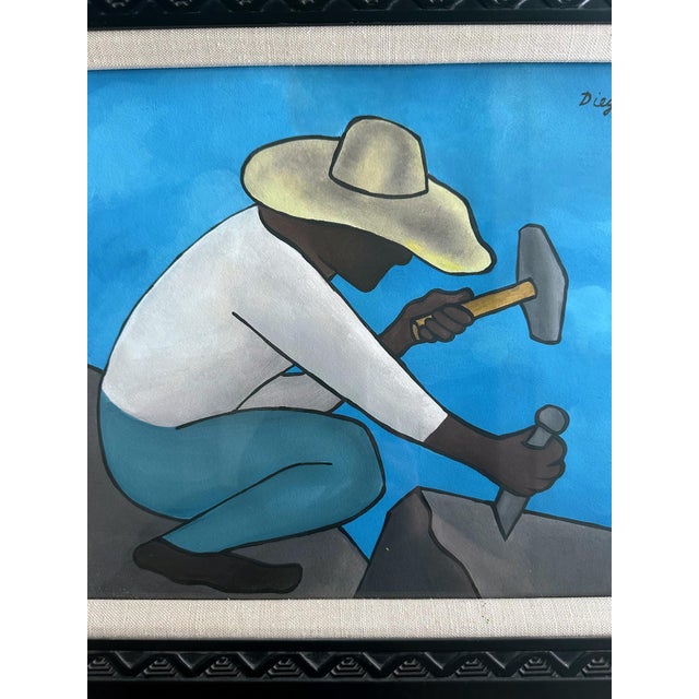Framed Tempera on Paper Picapedrero Signed Diego Rivera with Paperwork For Sale In Atlanta - Image 6 of 12