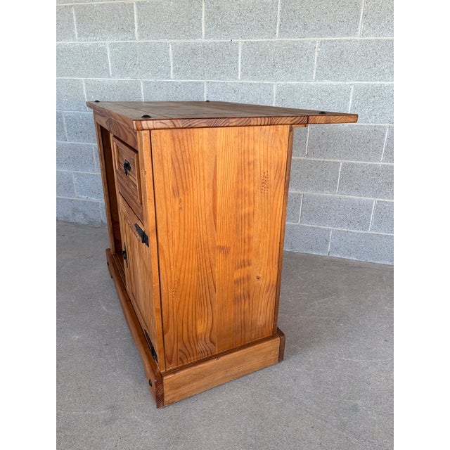 Wood Rustic Knotty Pine Drop Leaf Bar W/Wine Rack For Sale - Image 7 of 18