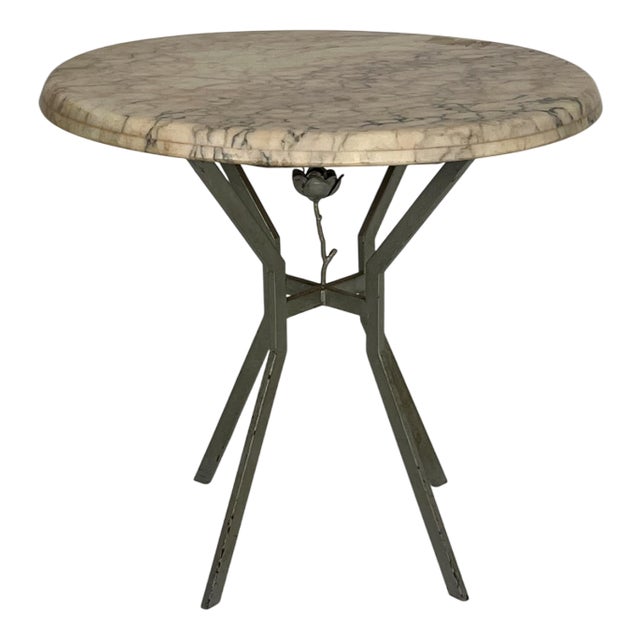 Iron Coffee Table with Marble Top, 1960s For Sale