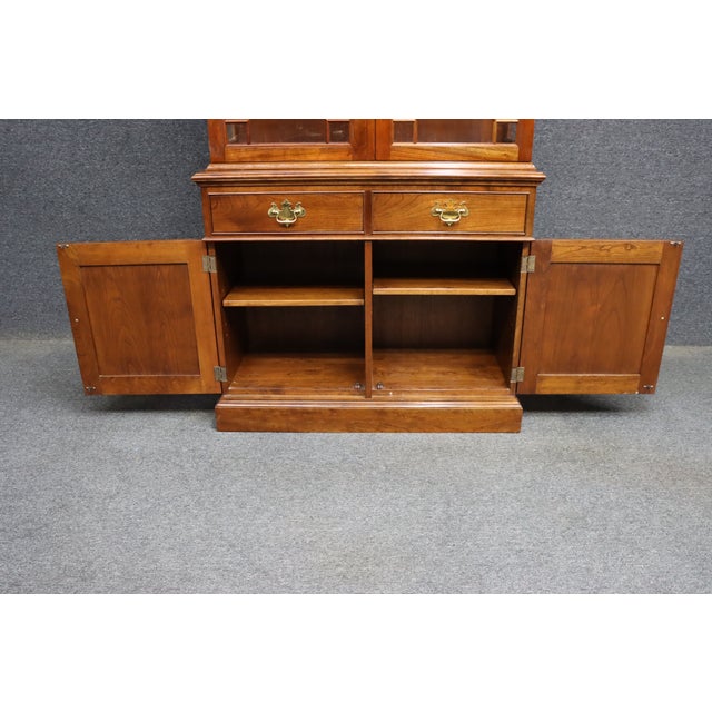 Stickley Cherry Two-Piece China Cabinet With Glass Doors For Sale - Image 9 of 15