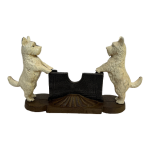 1990s White Cast Iron Scotty Dog Business Card Holder