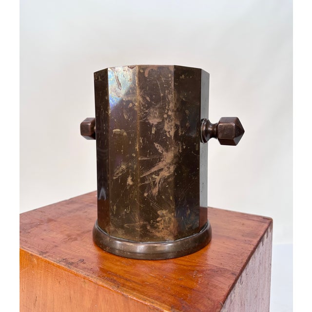 Large Antique Art Deco Wine Cooler in Patinated Brass from MUQ - Metallwarenfabrik Union Quedlinburg, Germany, 1920s For Sale - Image 9 of 18