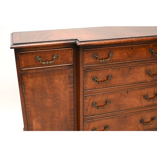 Brown Small Vintage Georgian Style Breakfront Sideboard, 1930 For Sale - Image 8 of 11