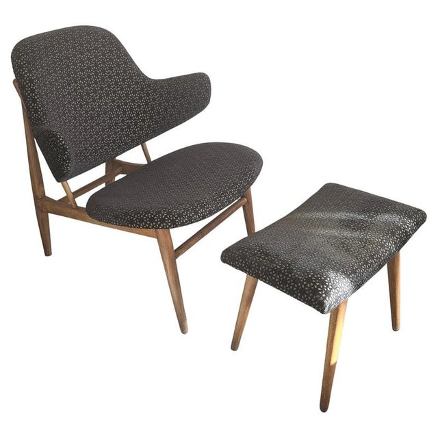 Set of Shell Chair with Ottoman attributed to Ib Kofod-Larsen for Christensen & Larsen, Denmark, 1955 For Sale - Image 10 of 10