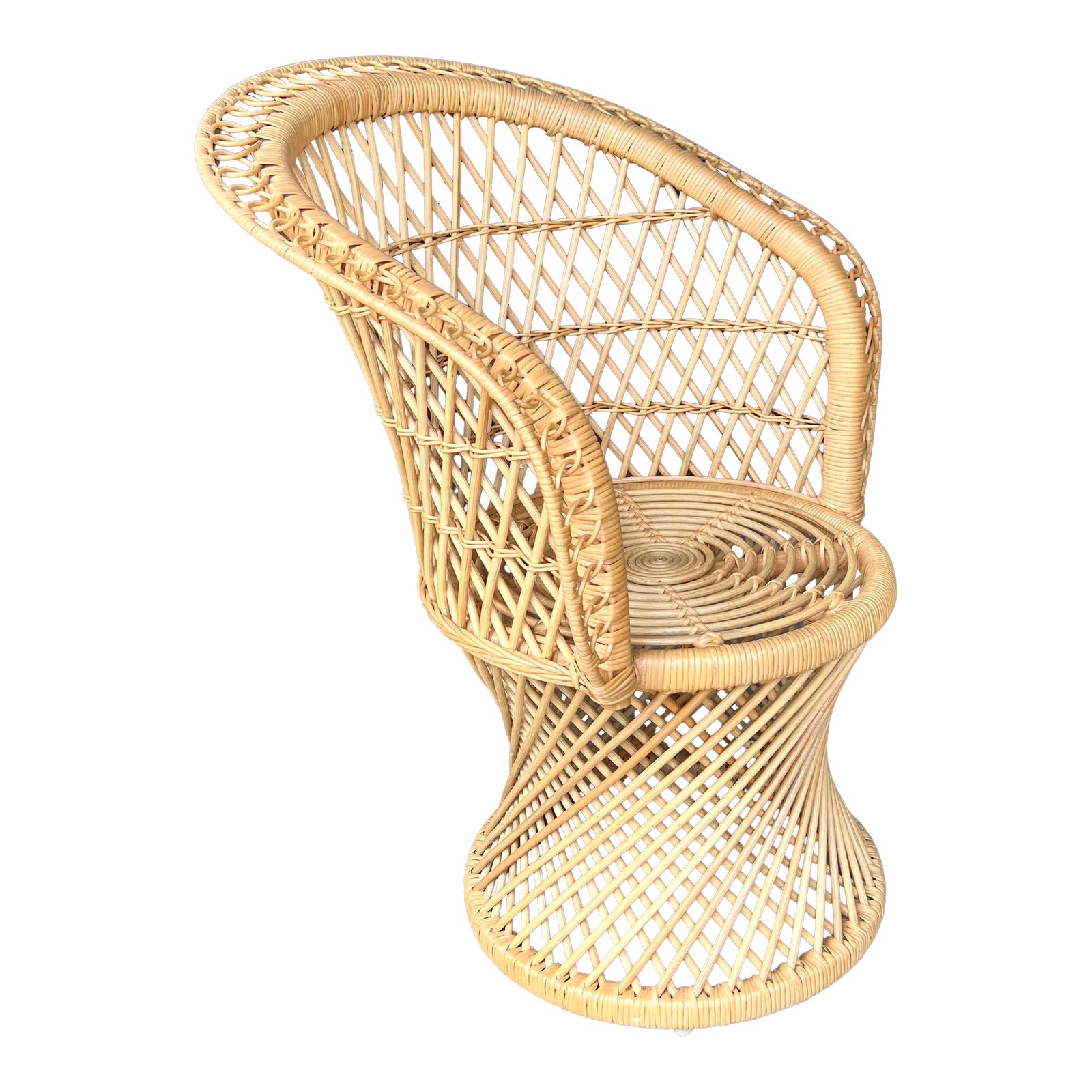 Vintage Boho Coastal Bamboo Wicker Peacock Throne Lounge Chair Chairish