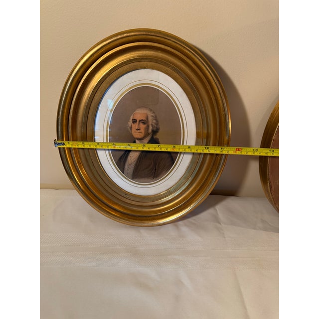 Antique Oval Framed George & Martha Washington Portrait Prints - A Pair For Sale - Image 4 of 6