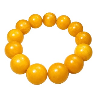 Late 19th Century Natural Baltic Amber Beads Slide On Bangle Antique Bracelet For Sale