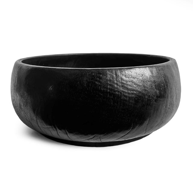 Modern Vintage Modern Ebony Teak Wood Bowl For Sale - Image 3 of 4