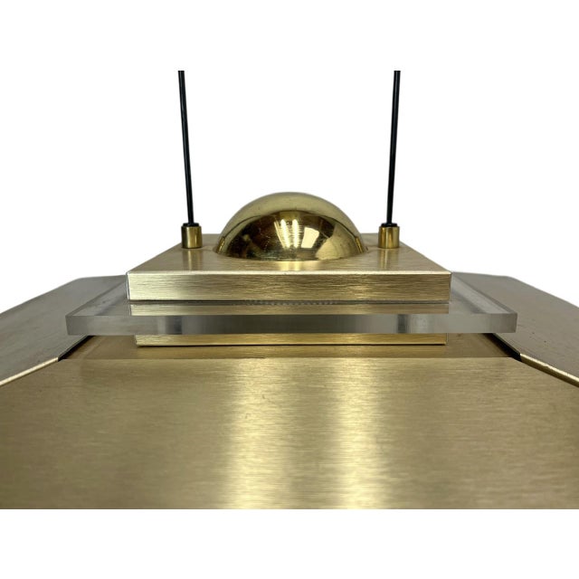 Gold Adjustable Square Pendant Light in Brass from Dijkstra, 1980s For Sale - Image 8 of 13