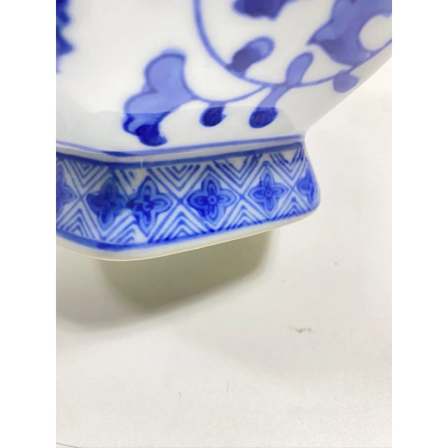 Vintage 14” Blue & White Chinoiserie Porcelain Vase With Floral Motif For Sale In Louisville - Image 6 of 8
